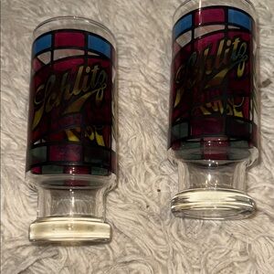 Schlitz beer Stained Glass Design Drinkware Set